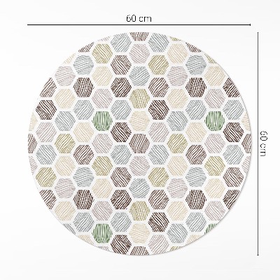 Tapis rond en vinyle Hexagones à motifs aux couleurs pastel bohèmes