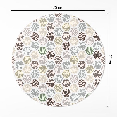 Tapis rond en vinyle Hexagones à motifs aux couleurs pastel bohèmes