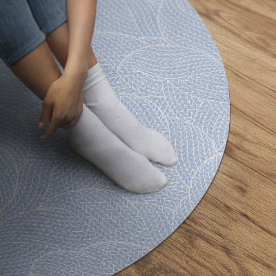 Tapis rond en vinyle Motif de feuilles minimaliste à la mode