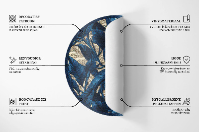 Tapis rond en vinyle Motif de feuilles minimaliste à la mode