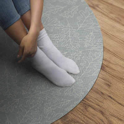 Tapis rond en vinyle Feuilles de noyer subtiles de style bohème
