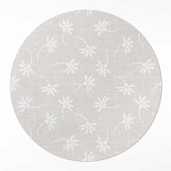 Tapis rond en vinyle Délicates marguerites bohèmes sur tissu