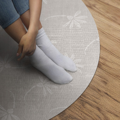 Tapis rond en vinyle Délicates marguerites bohèmes sur tissu