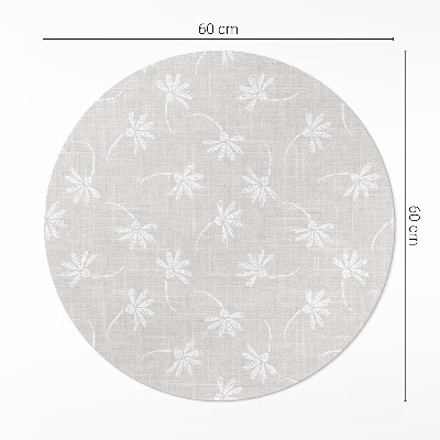Tapis rond en vinyle Délicates marguerites bohèmes sur tissu
