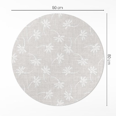 Tapis rond en vinyle Délicates marguerites bohèmes sur tissu