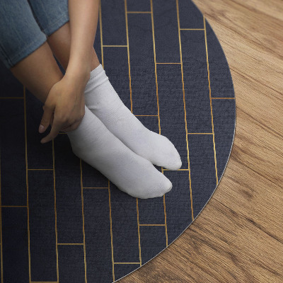 Tapis rond en vinyle Parquet moderne foncé aux lignes régulières