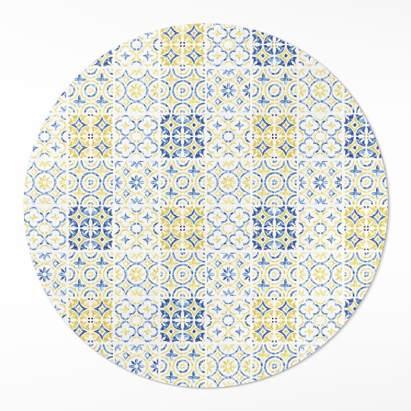 Tapis rond en vinyle Carreaux à motifs de mosaïque espagnole