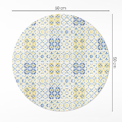 Tapis rond en vinyle Carreaux à motifs de mosaïque espagnole