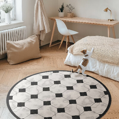 Tapis rond en vinyle Design de carrelage marbré à la mode