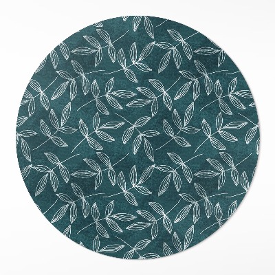 Tapis rond en vinyle Brindilles de feuilles bohèmes minimalistes