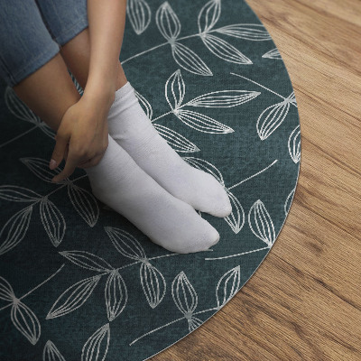 Tapis rond en vinyle Brindilles de feuilles bohèmes minimalistes