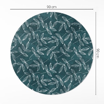 Tapis rond en vinyle Brindilles de feuilles bohèmes minimalistes