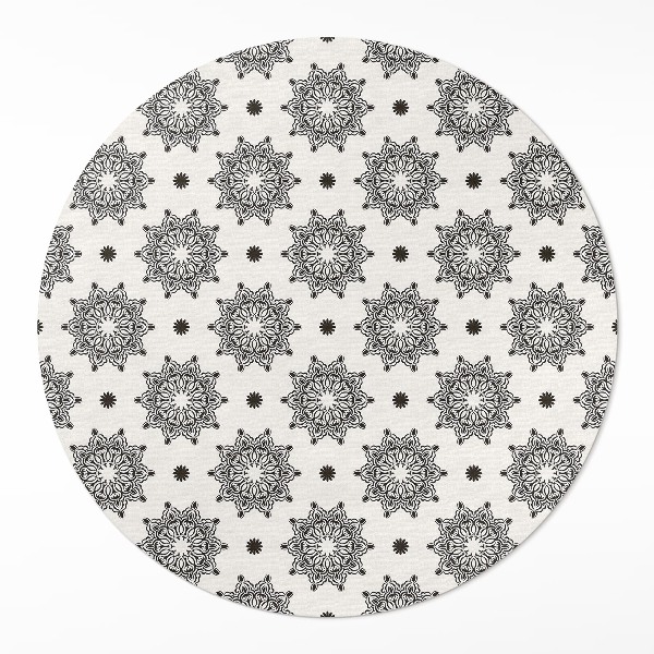 Tapis rond en vinyle Petits mandalas motif bohème oriental