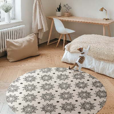 Tapis rond en vinyle Petits mandalas motif bohème oriental