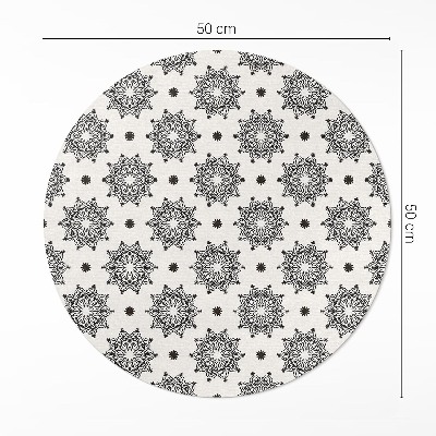 Tapis rond en vinyle Petits mandalas motif bohème oriental