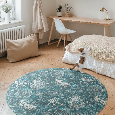 Tapis rond en vinyle Un motif inspiré de la flore et de la faune marines