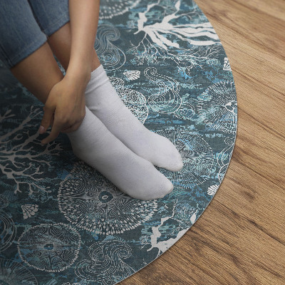 Tapis rond en vinyle Un motif inspiré de la flore et de la faune marines