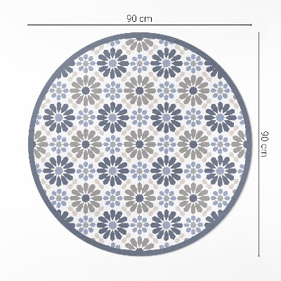 Tapis rond en vinyle Motif régulier délicat de fleurs pastel