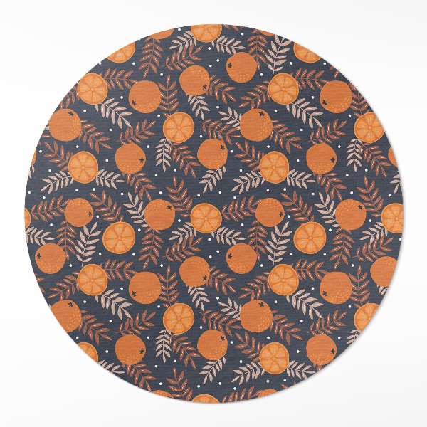 Tapis rond en vinyle Illustration d'oranges et de feuilles