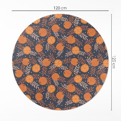 Tapis rond en vinyle Illustration d'oranges et de feuilles