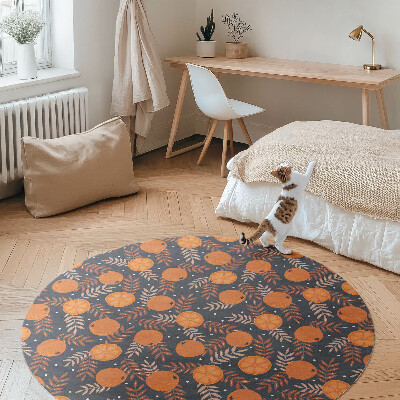 Tapis rond en vinyle Illustration d'oranges et de feuilles