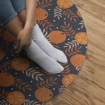 Tapis rond en vinyle Illustration d'oranges et de feuilles