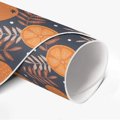 Tapis rond en vinyle Illustration d'oranges et de feuilles