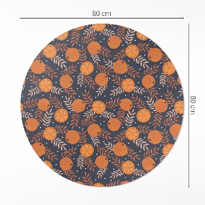 Tapis rond en vinyle Illustration d'oranges et de feuilles