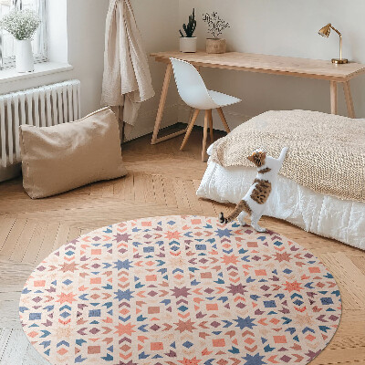 Tapis rond en vinyle Motif vintage étoiles et flèches pastel