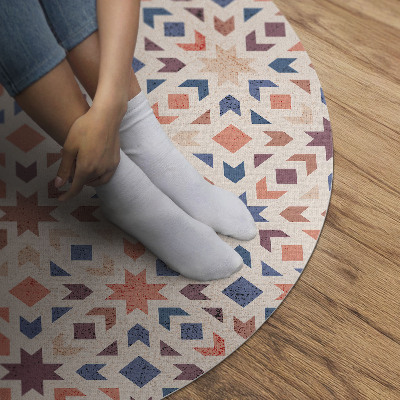 Tapis rond en vinyle Motif vintage étoiles et flèches pastel