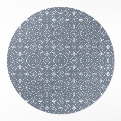 Tapis rond en vinyle Motif de cotte de mailles avec des cercles réguliers et des fleurs