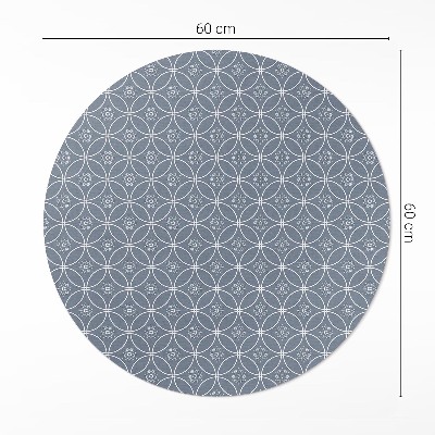 Tapis rond en vinyle Motif de cotte de mailles avec des cercles réguliers et des fleurs