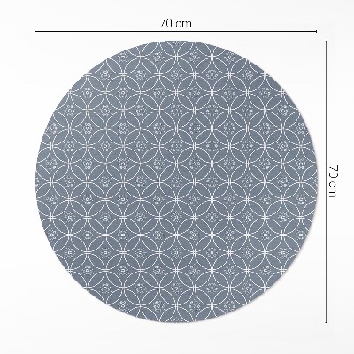 Tapis rond en vinyle Motif de cotte de mailles avec des cercles réguliers et des fleurs