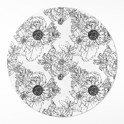 Tapis vinyle Tournesols dessinés, belles fleurs vintage