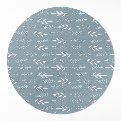 Tapis rond en vinyle Illustration minimaliste de brindilles et de feuilles