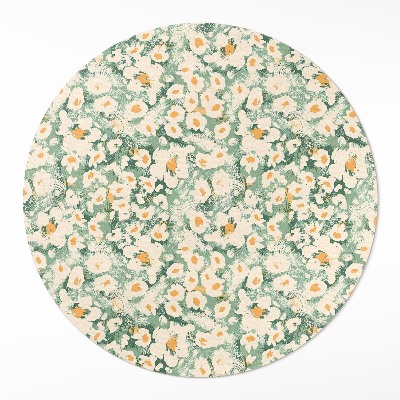 Tapis rond en vinyle Champ prairie fleurs peintes abstraites