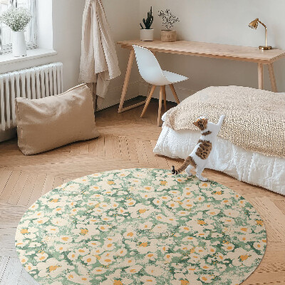 Tapis rond en vinyle Champ prairie fleurs peintes abstraites