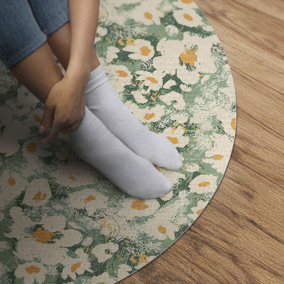 Tapis rond en vinyle Champ prairie fleurs peintes abstraites