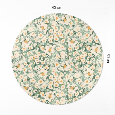Tapis rond en vinyle Champ prairie fleurs peintes abstraites