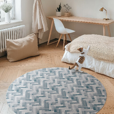Tapis rond en vinyle Parquet peint à motif à chevrons