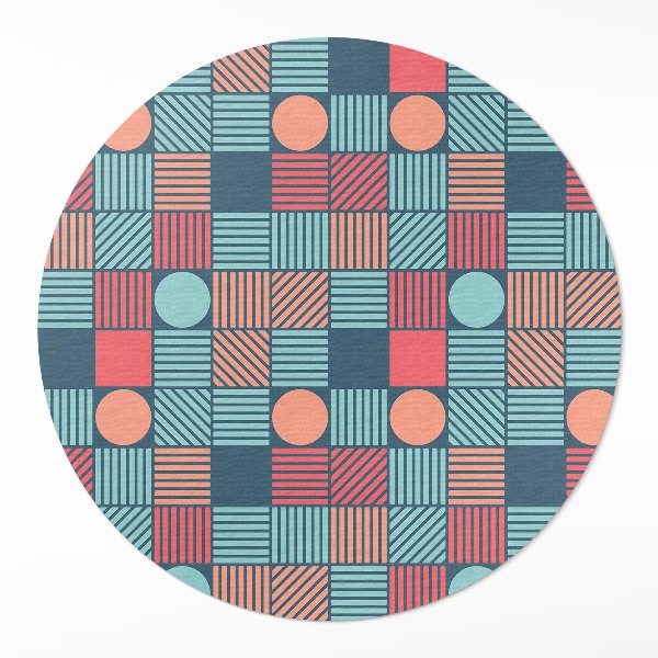 Tapis rond en vinyle Motif géométrique rétro vintage