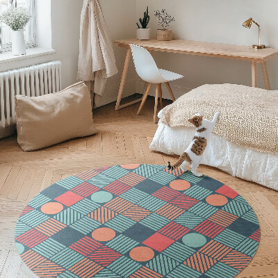 Tapis rond en vinyle Motif géométrique rétro vintage