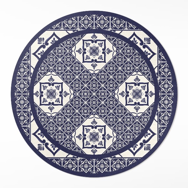 Tapis rond en vinyle Carreaux décoratifs de style portugais