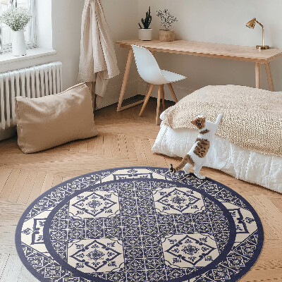 Tapis rond en vinyle Carreaux décoratifs de style portugais