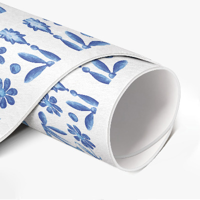 Tapis rond en vinyle Carreaux décoratifs avec ornements végétaux