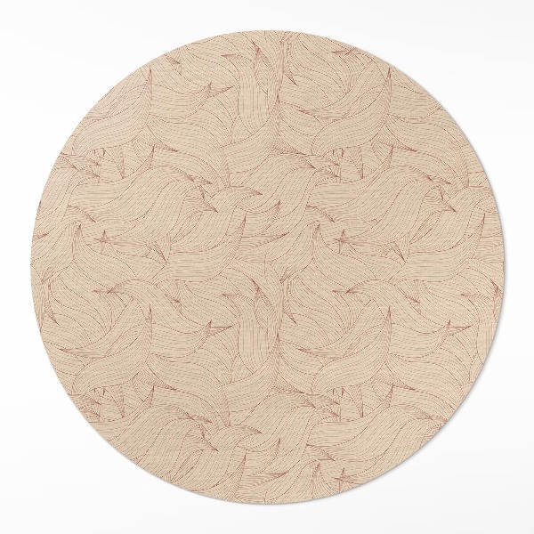 Tapis rond en vinyle feuilles d'automne linéaires style bohème