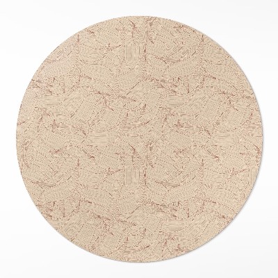 Tapis rond en vinyle feuilles d'automne linéaires style bohème