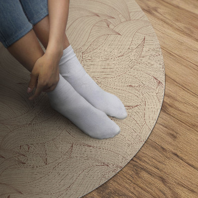 Tapis rond en vinyle feuilles d'automne linéaires style bohème