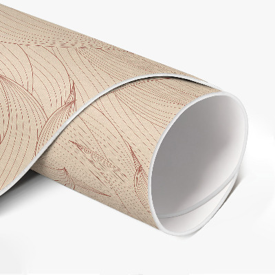 Tapis rond en vinyle feuilles d'automne linéaires style bohème