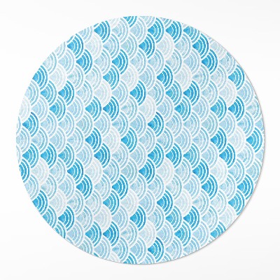 Tapis rond en vinyle Motif de vagues à l'aquarelle de style asiatique